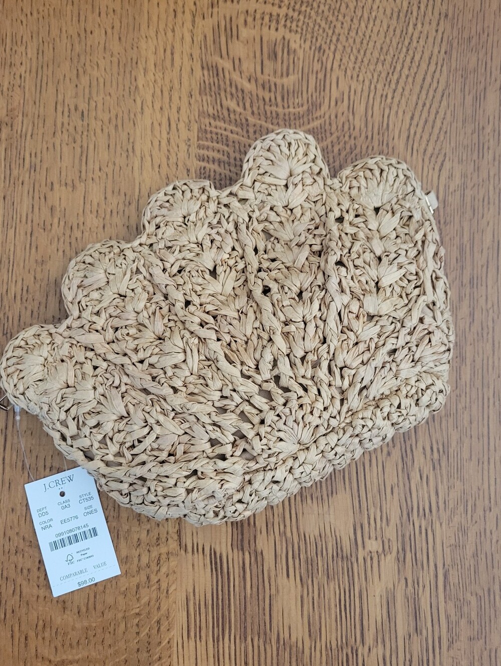 J. Crew Factory Woven Raffia Shell Clutch - natural